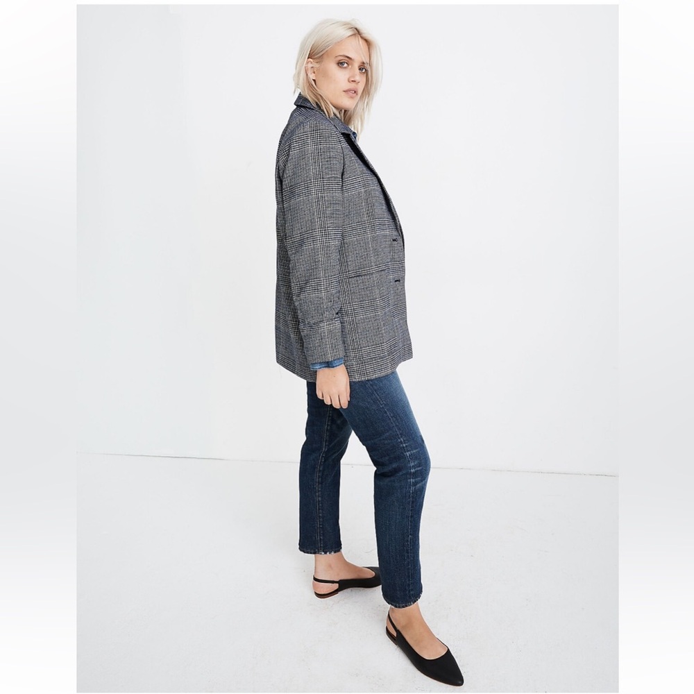 Madewell Oversized Blazer Dorset Glen Plaid Blue